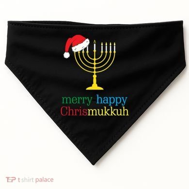 Merry-Happy Chrismukkah USA-Made Doggie Bandana