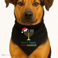 Merry-Happy Chrismukkah USA-Made Doggie Bandana thumb 1