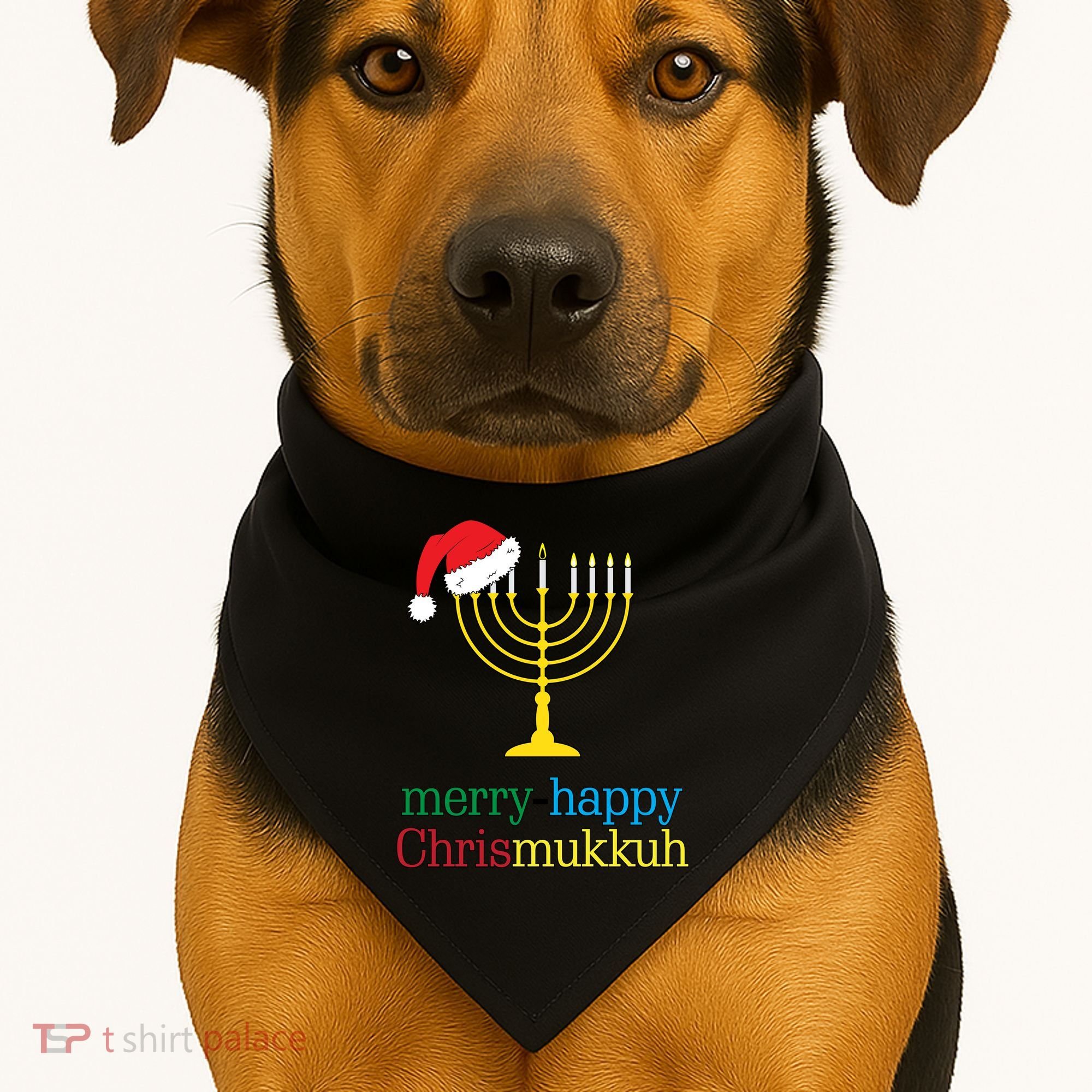 Merry-Happy Chrismukkah USA-Made Doggie Bandana