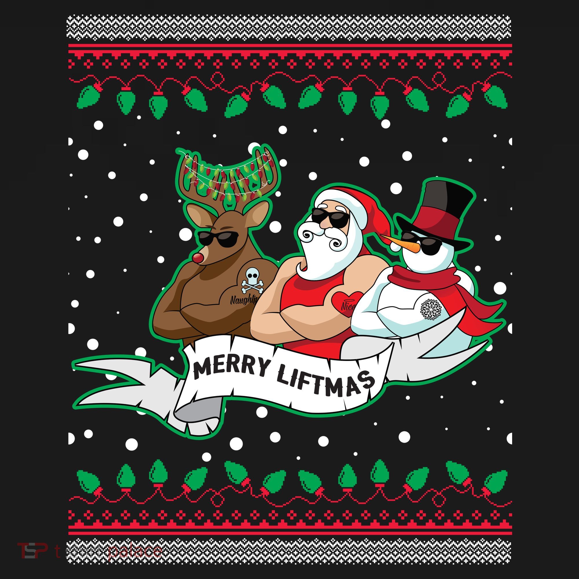 Merry Liftmas Funny Ugly Christmas Sweater Doggie Tank