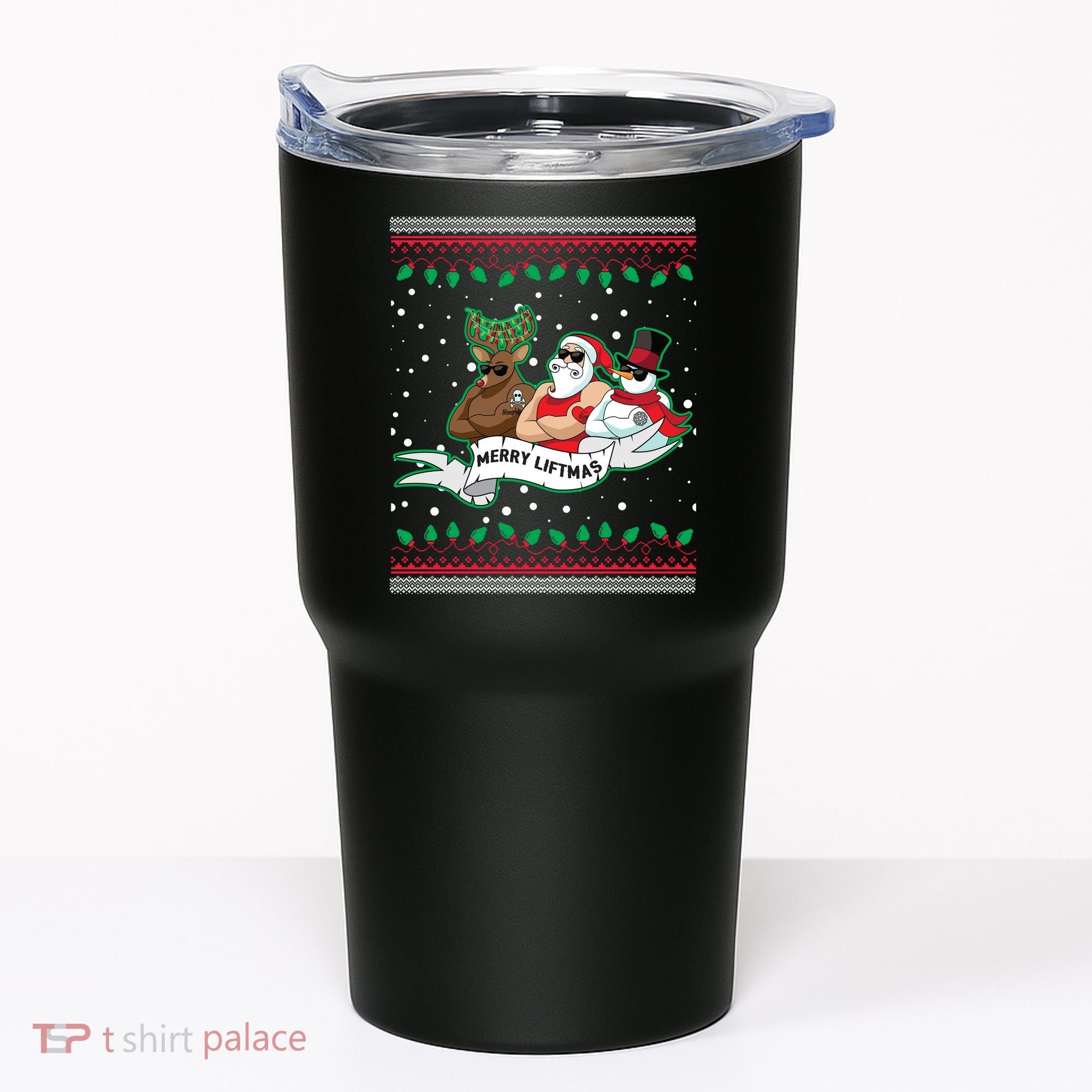 Merry Liftmas Funny Ugly Christmas Sweater Tumbler