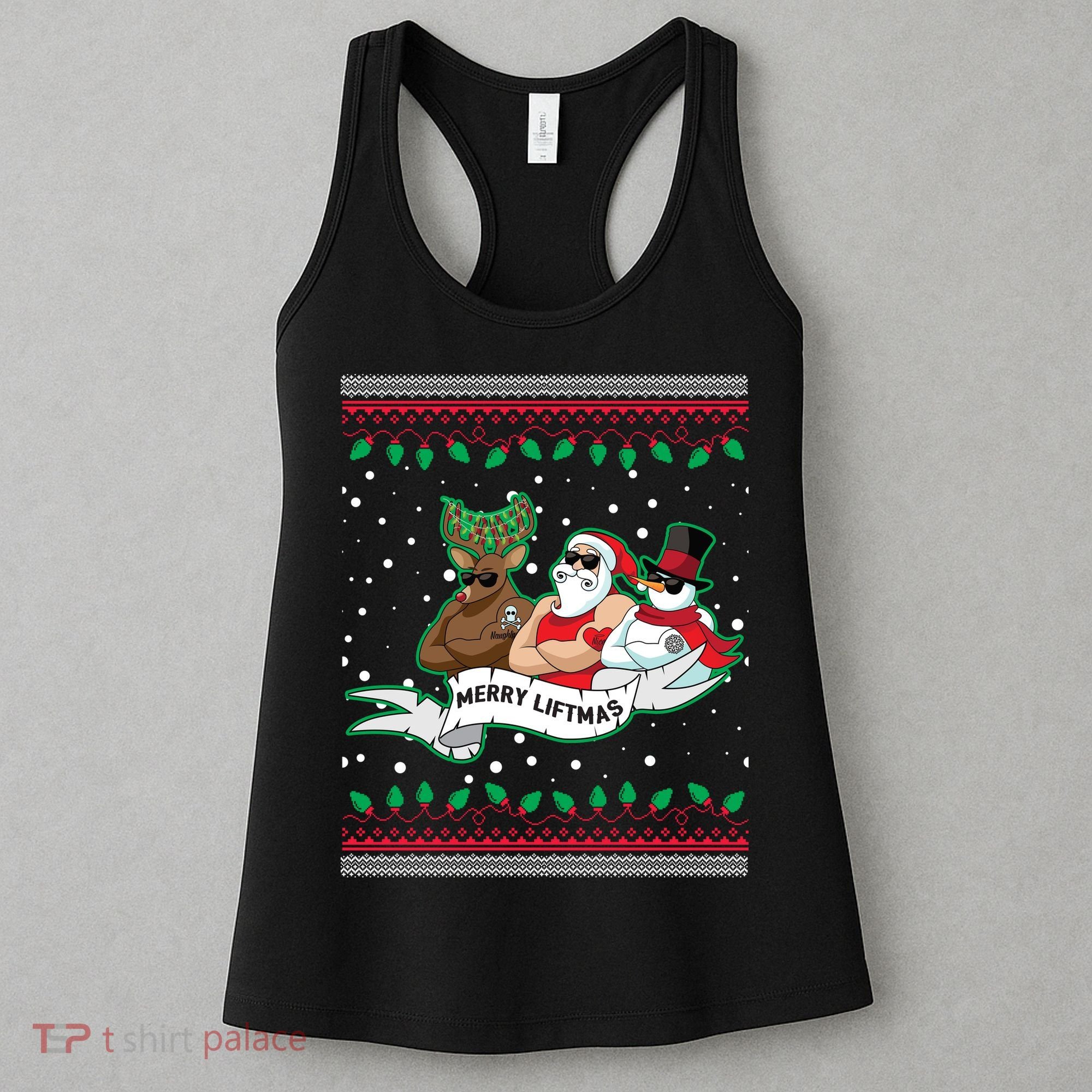 Merry Liftmas Funny Ugly Christmas Sweater Women's Tank Top