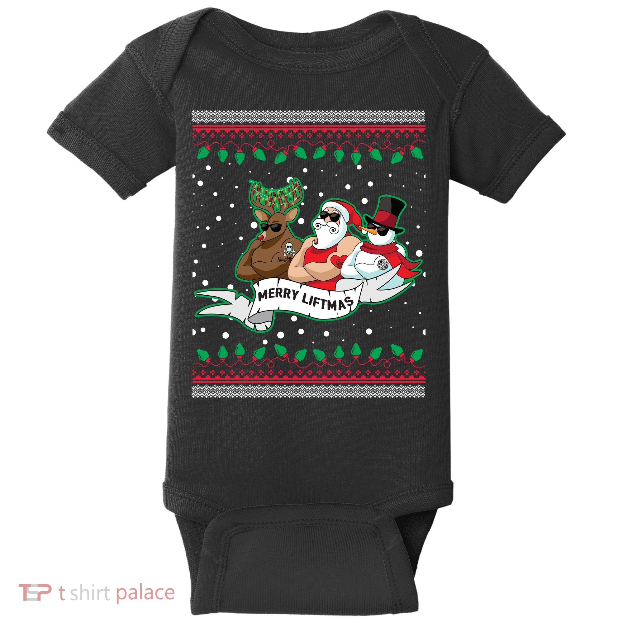 Merry Liftmas Funny Ugly Christmas Sweater Baby Bodysuit