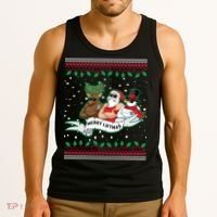 Merry Liftmas Funny Ugly Christmas Sweater Tank Top thumb 3