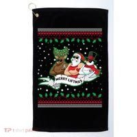 Merry Liftmas Funny Ugly Christmas Sweater Golf Towel thumb 0
