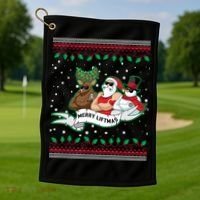 Merry Liftmas Funny Ugly Christmas Sweater Golf Towel thumb 1