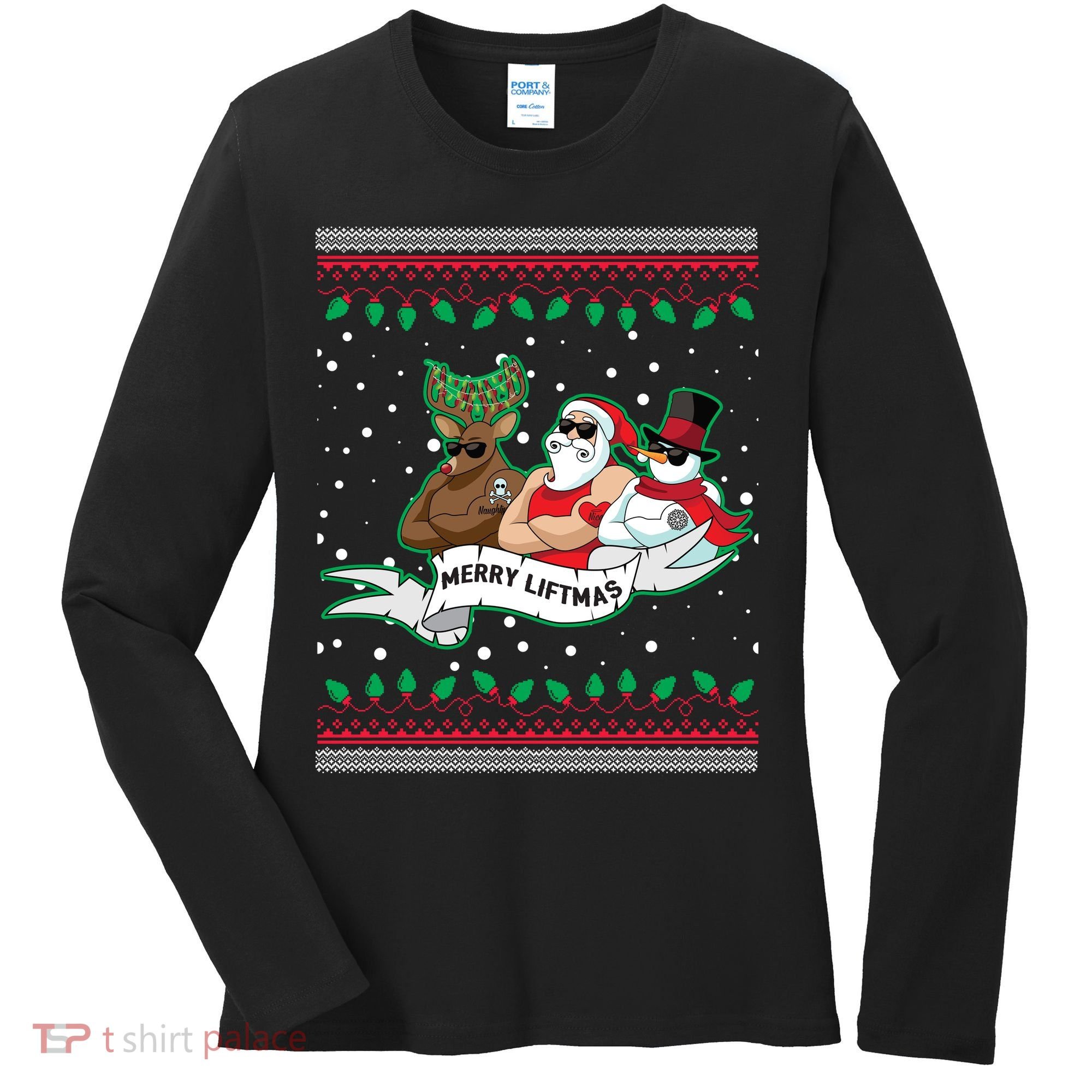 Merry Liftmas Funny Ugly Christmas Sweater Women's Long Sleeve Shirt