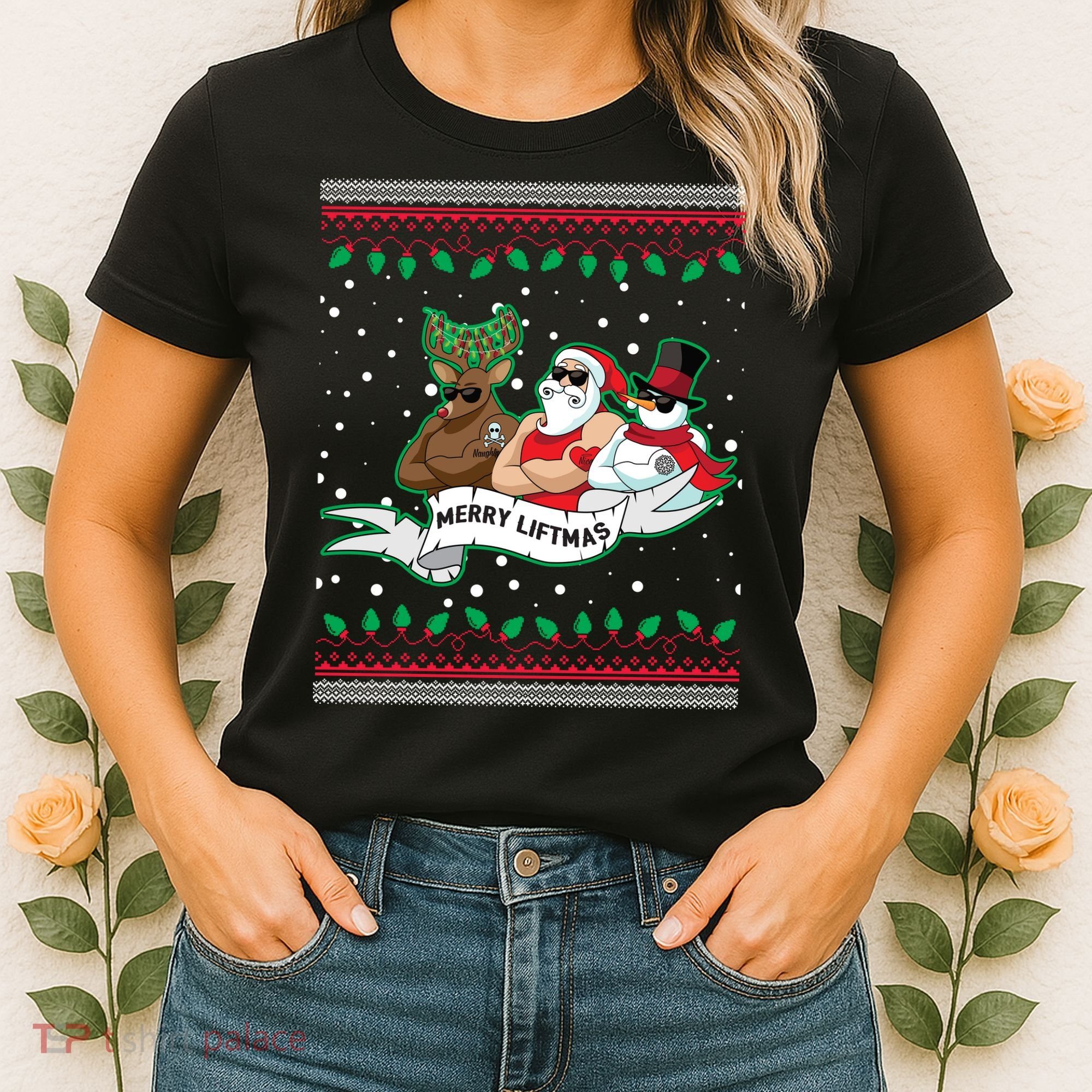 Merry Liftmas Funny Ugly Christmas Sweater Women's T-Shirt