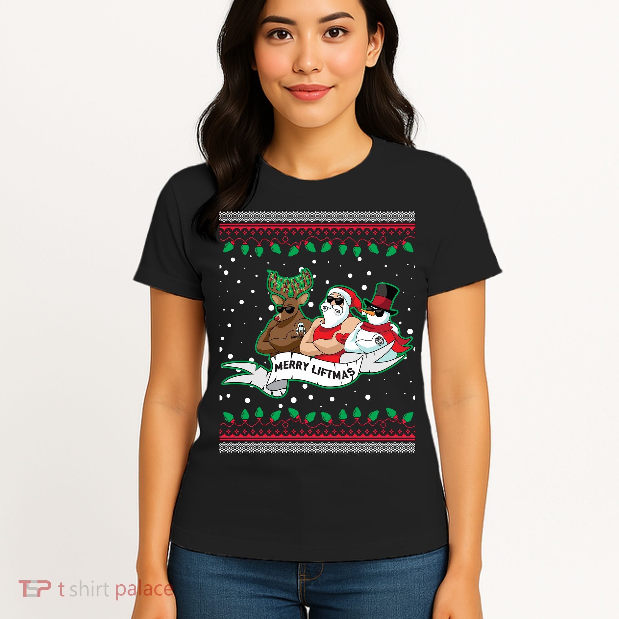 Merry Liftmas Funny Ugly Christmas Sweater Women's T-Shirt