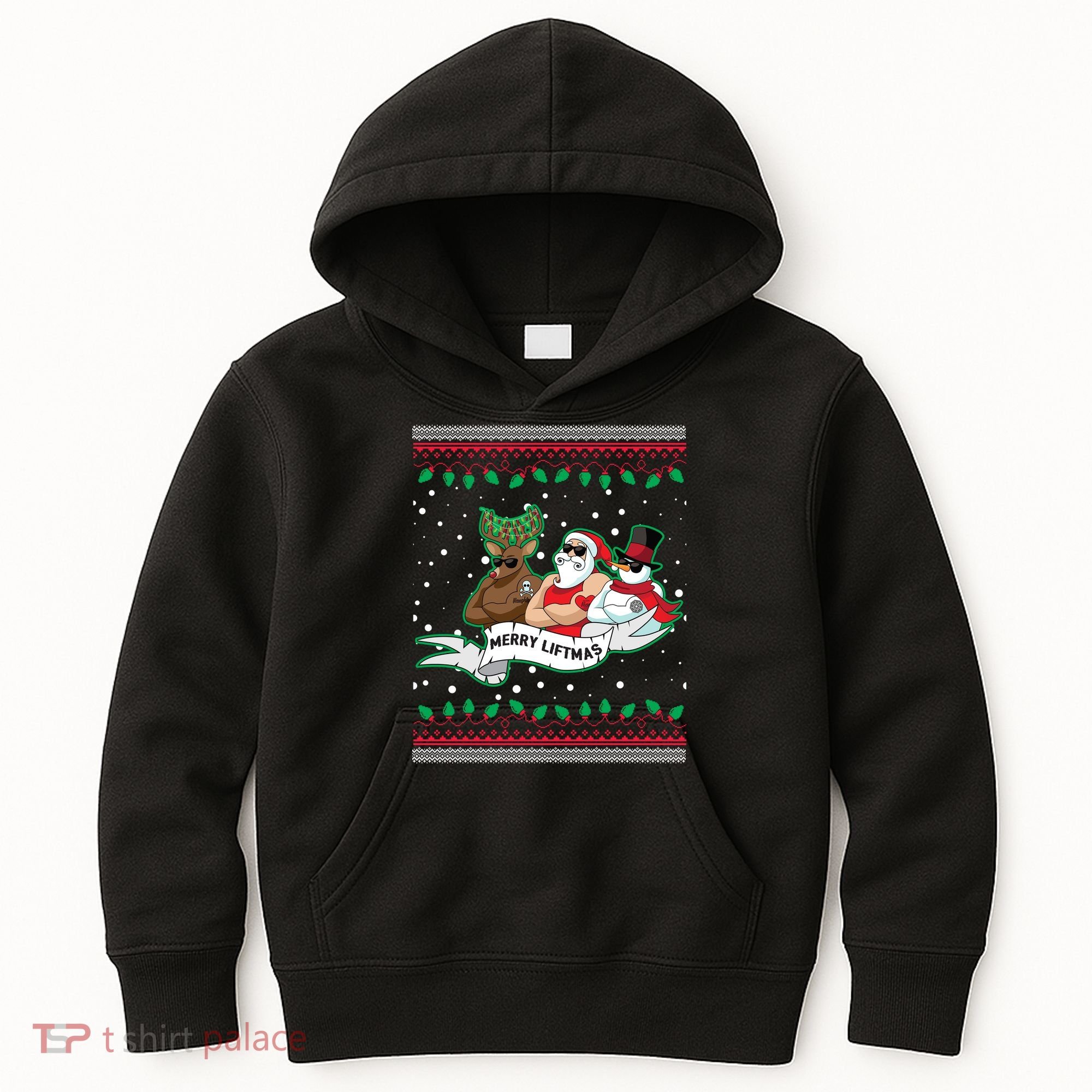 Merry Liftmas Funny Ugly Christmas Sweater Kids Hoodie