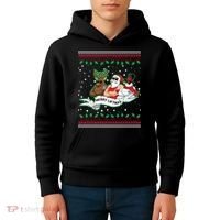 Merry Liftmas Funny Ugly Christmas Sweater Kids Hoodie thumb 4