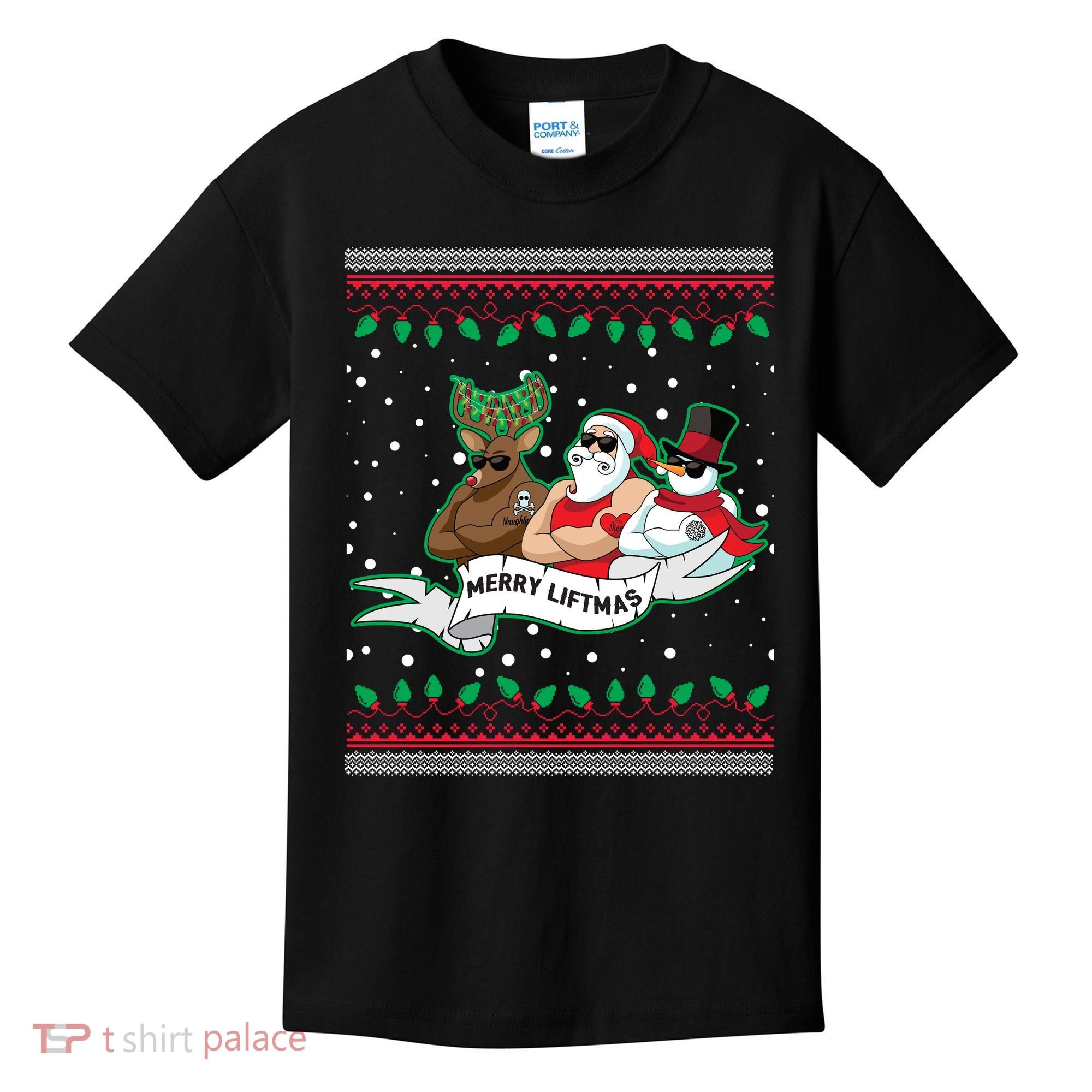 Merry Liftmas Funny Ugly Christmas Sweater Kids T-Shirt