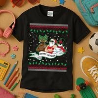 Merry Liftmas Funny Ugly Christmas Sweater Kids T-Shirt thumb 3