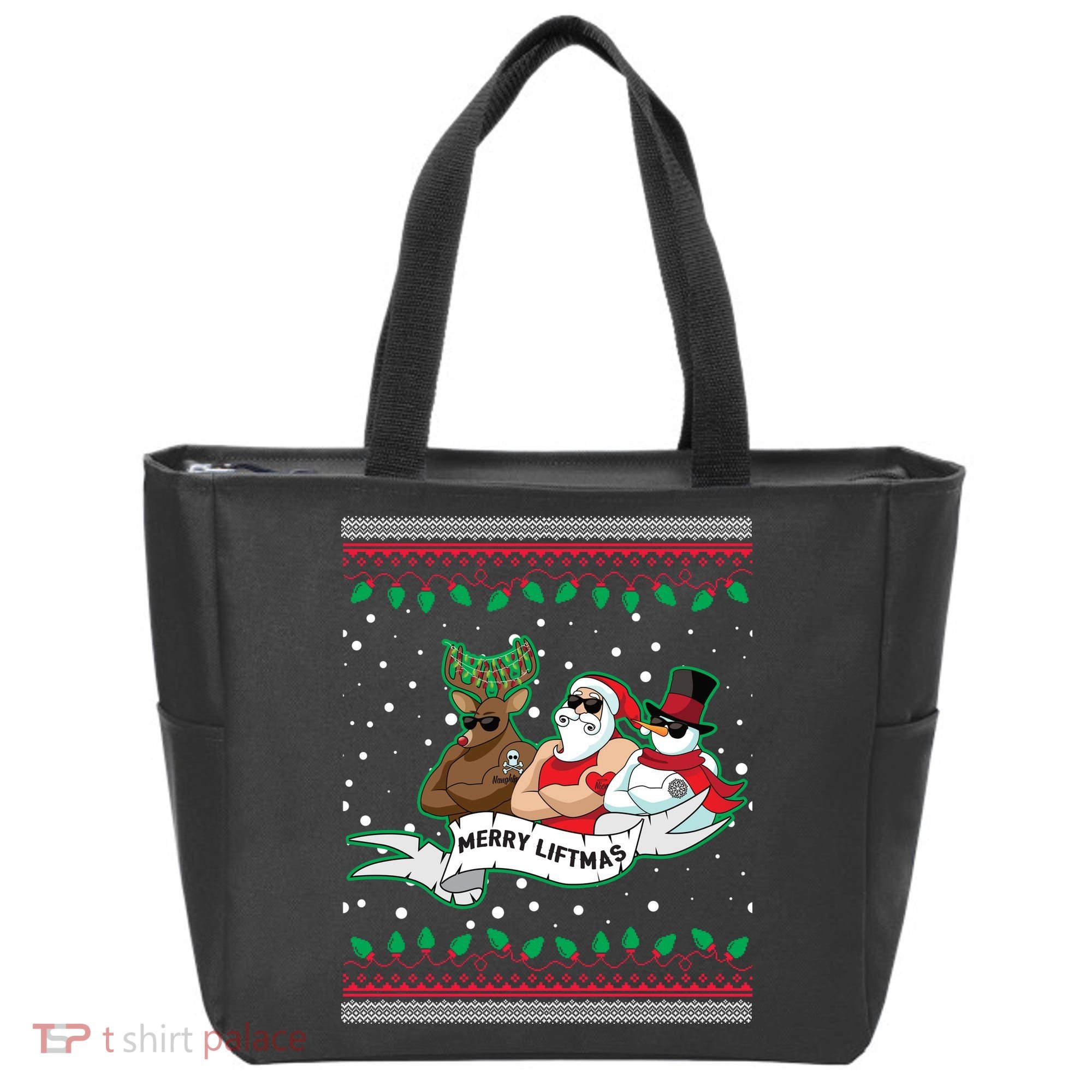Merry Liftmas Funny Ugly Christmas Sweater Tote Bag