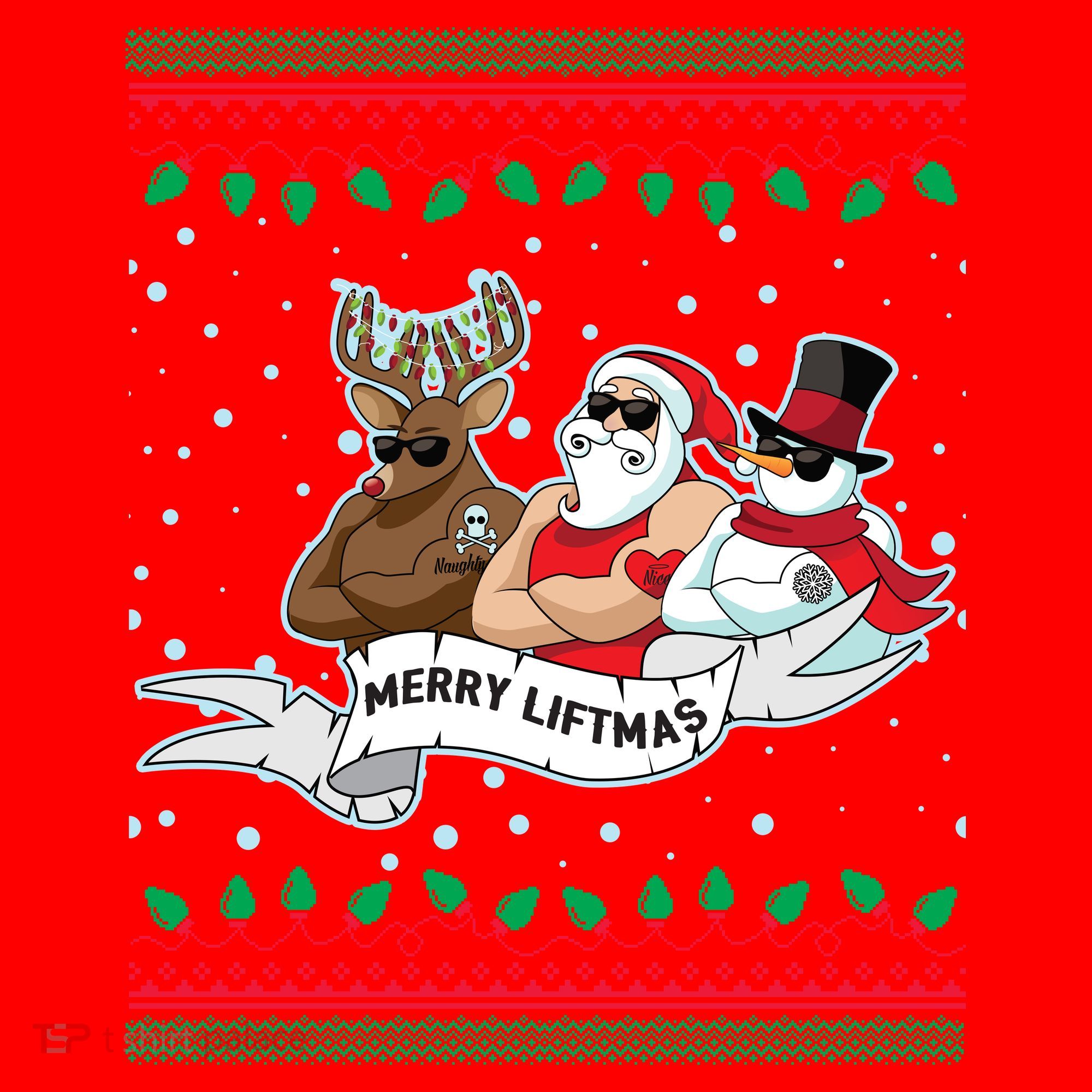 Merry Liftmas Funny Ugly Christmas Sweater Santa Hat