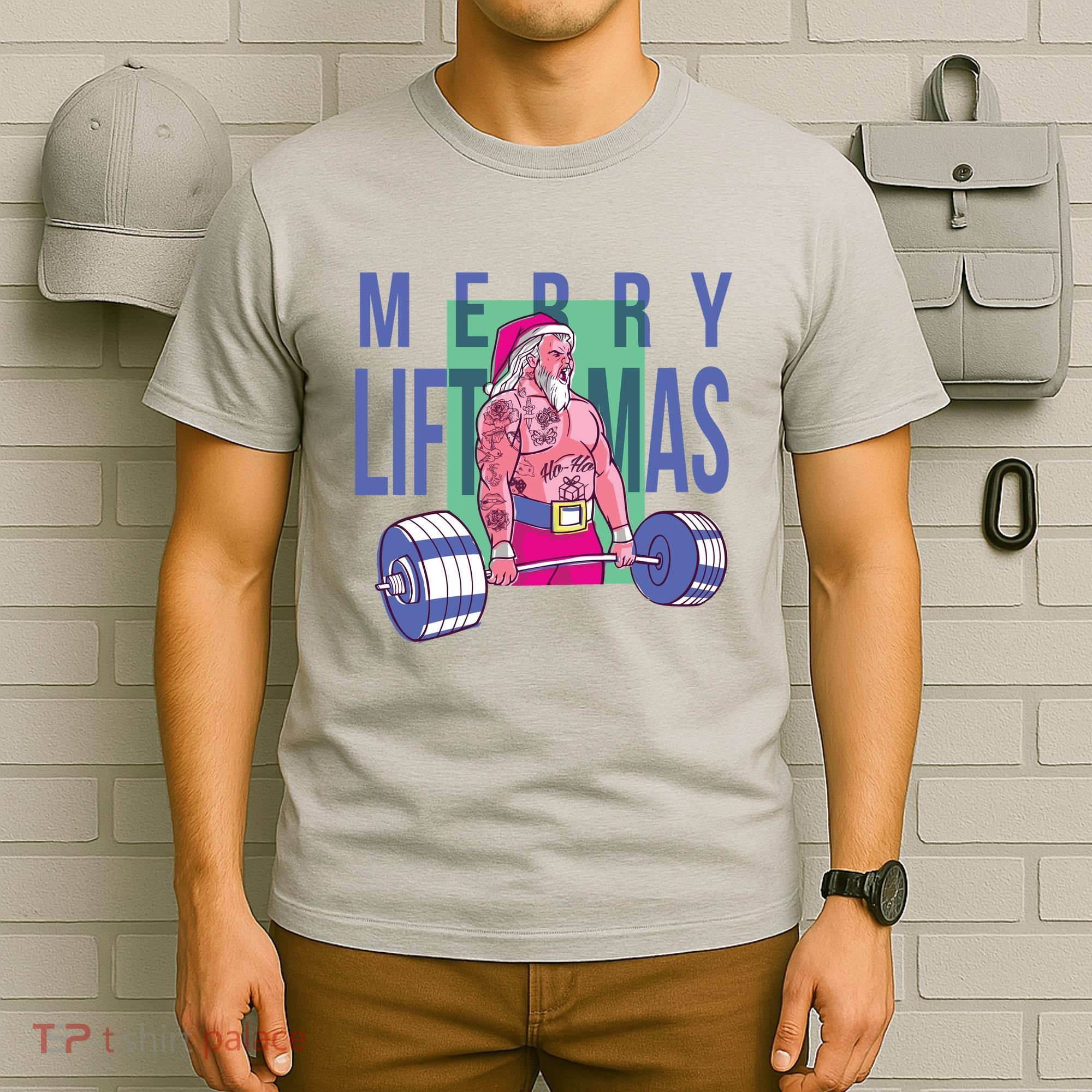 Merry Liftmas Tattoo Santa T-Shirt