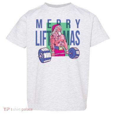 Merry Liftmas Tattoo Santa Toddler T-Shirt