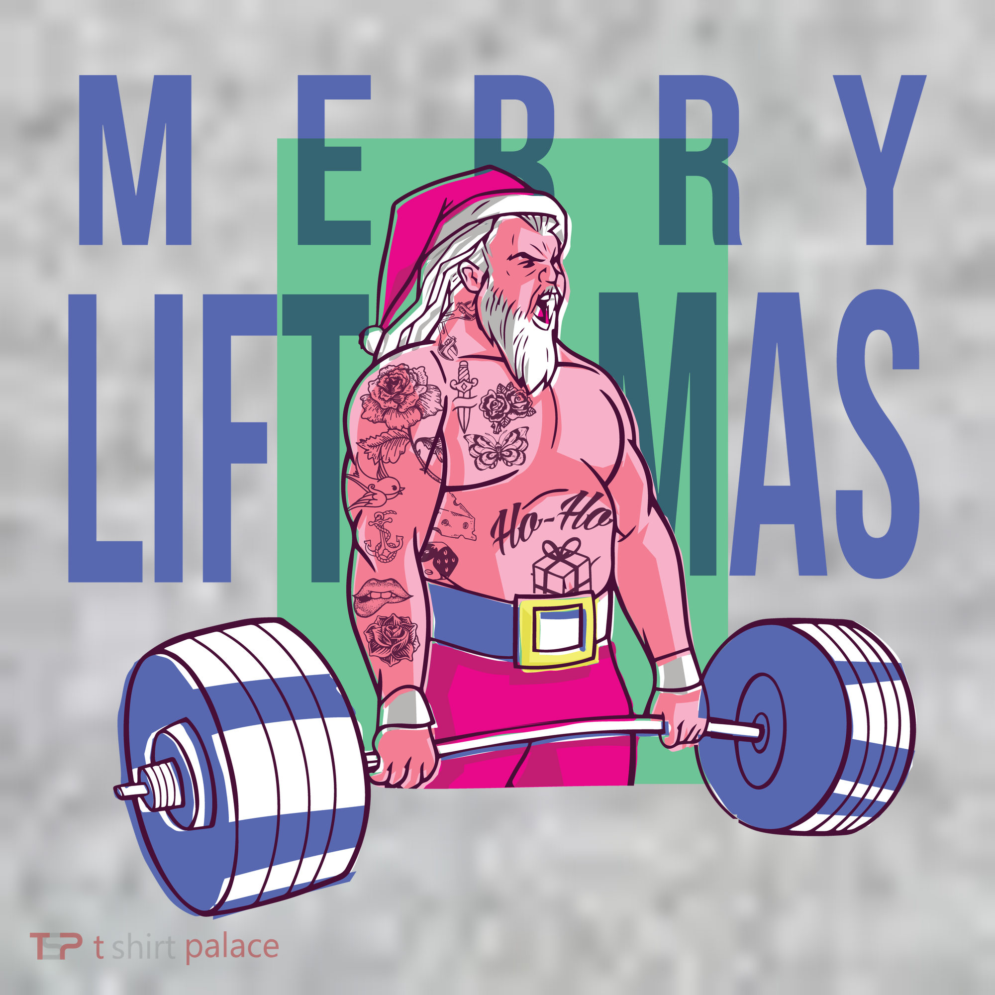 Merry Liftmas Tattoo Santa Toddler T-Shirt
