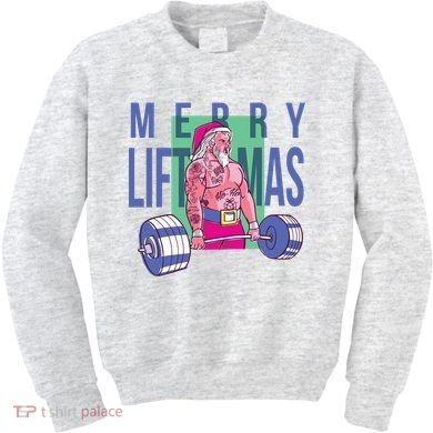 Merry Liftmas Tattoo Santa Kids Sweatshirt