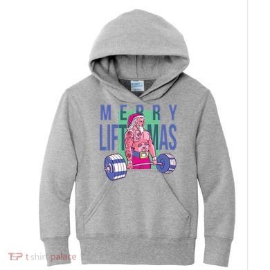 Merry Liftmas Tattoo Santa Kids Hoodie