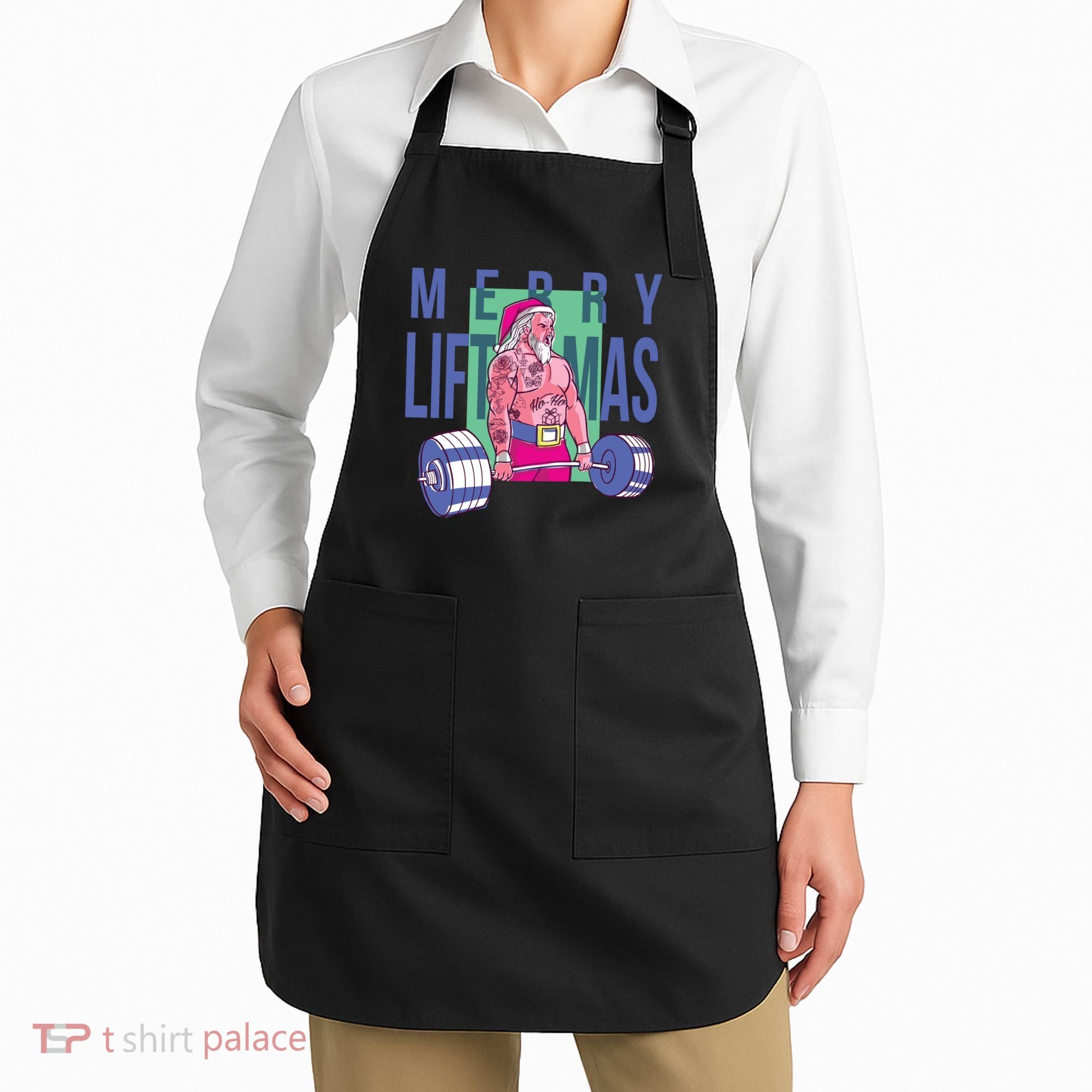 Merry Liftmas Tattoo Santa Apron