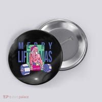 Merry Liftmas Tattoo Santa Button thumb 0
