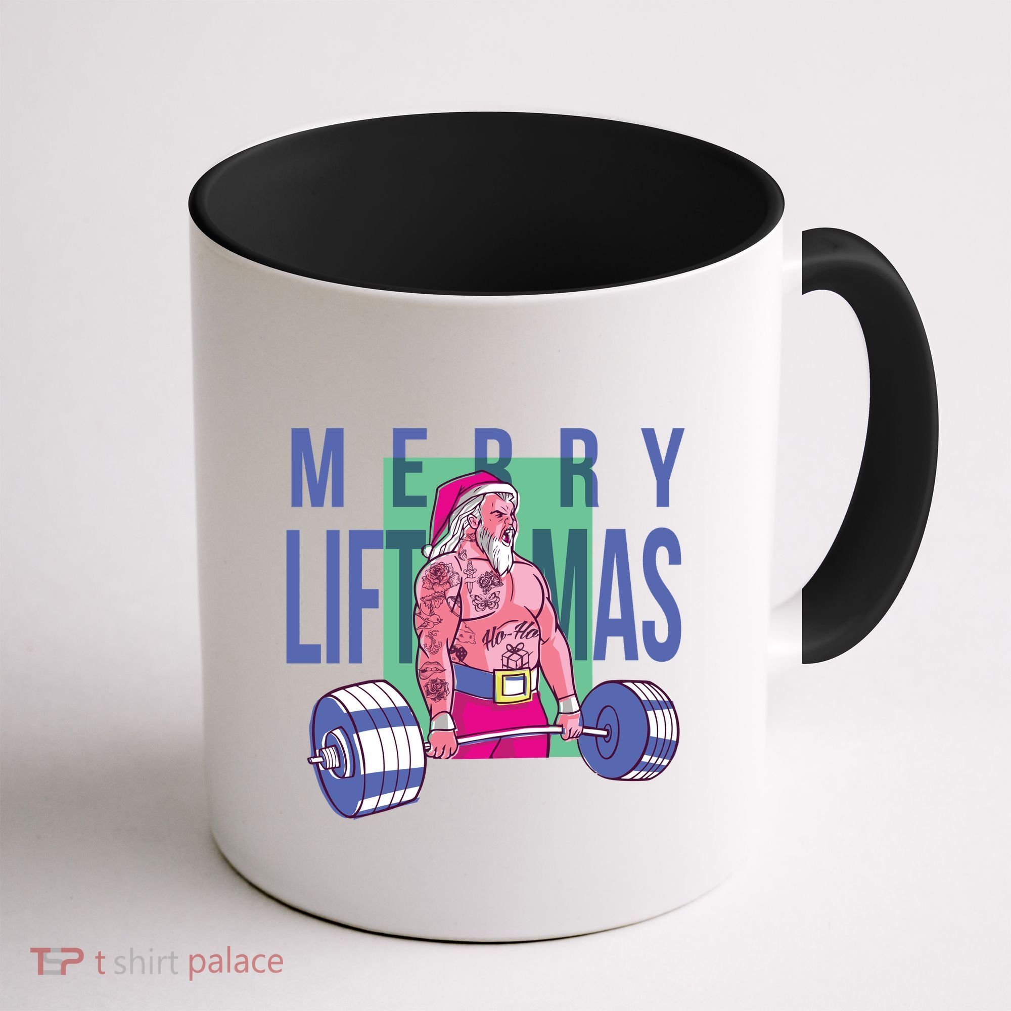 Merry Liftmas Tattoo Santa Coffee Mug