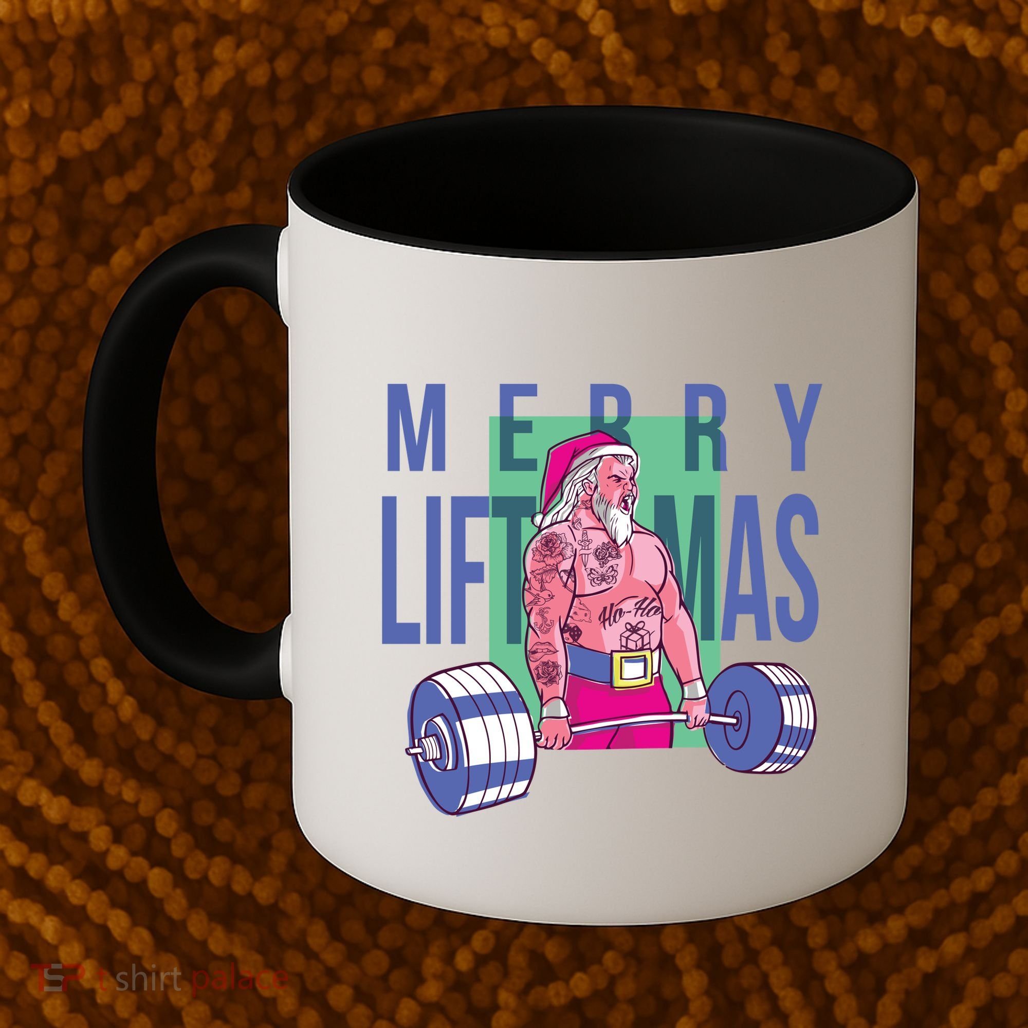 Merry Liftmas Tattoo Santa Coffee Mug