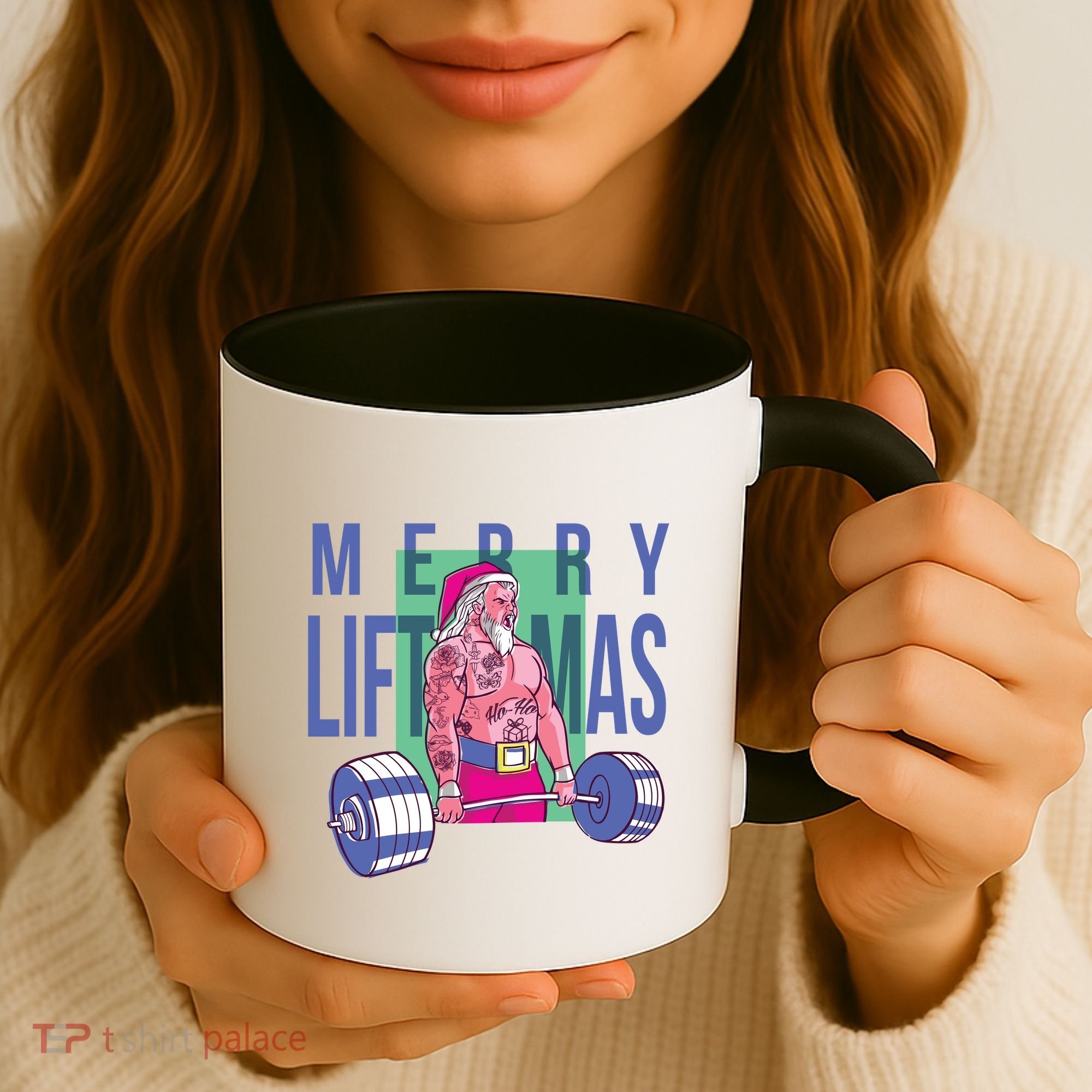 Merry Liftmas Tattoo Santa Coffee Mug