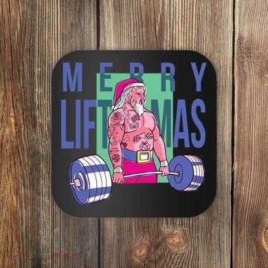 Merry Liftmas Tattoo Santa Coaster