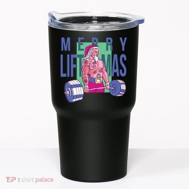 Merry Liftmas Tattoo Santa Tumbler