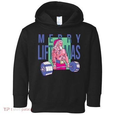 Merry Liftmas Tattoo Santa Toddler Hoodie