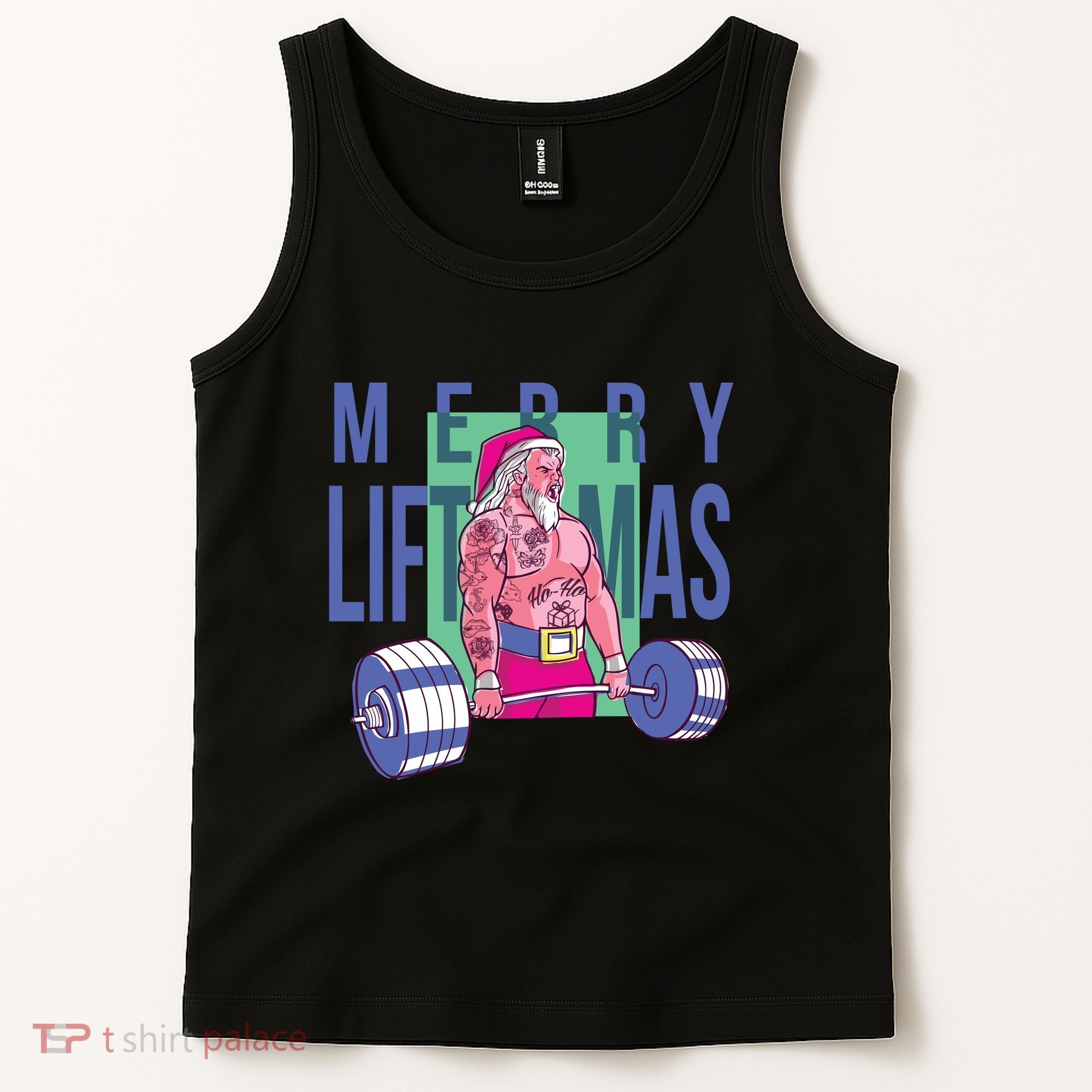 Merry Liftmas Tattoo Santa Tank Top