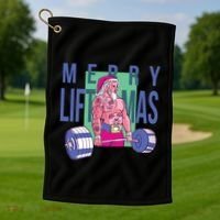 Merry Liftmas Tattoo Santa Golf Towel thumb 1