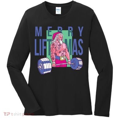 Merry Liftmas Tattoo Santa Women's Long Sleeve Shirt