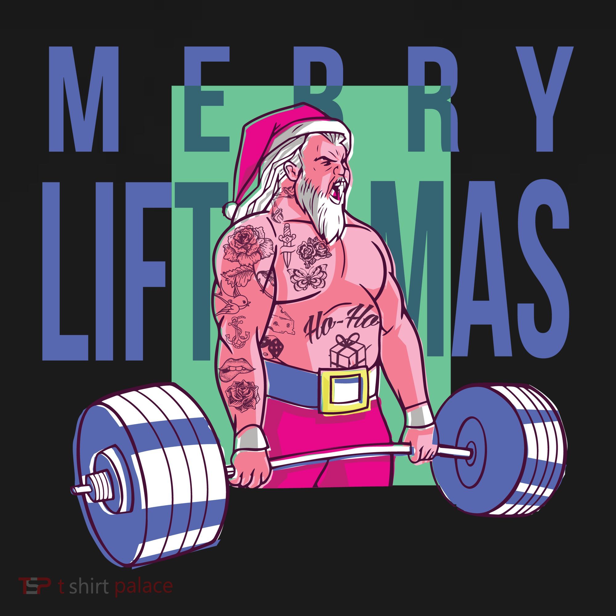 Merry Liftmas Tattoo Santa Women's T-Shirt
