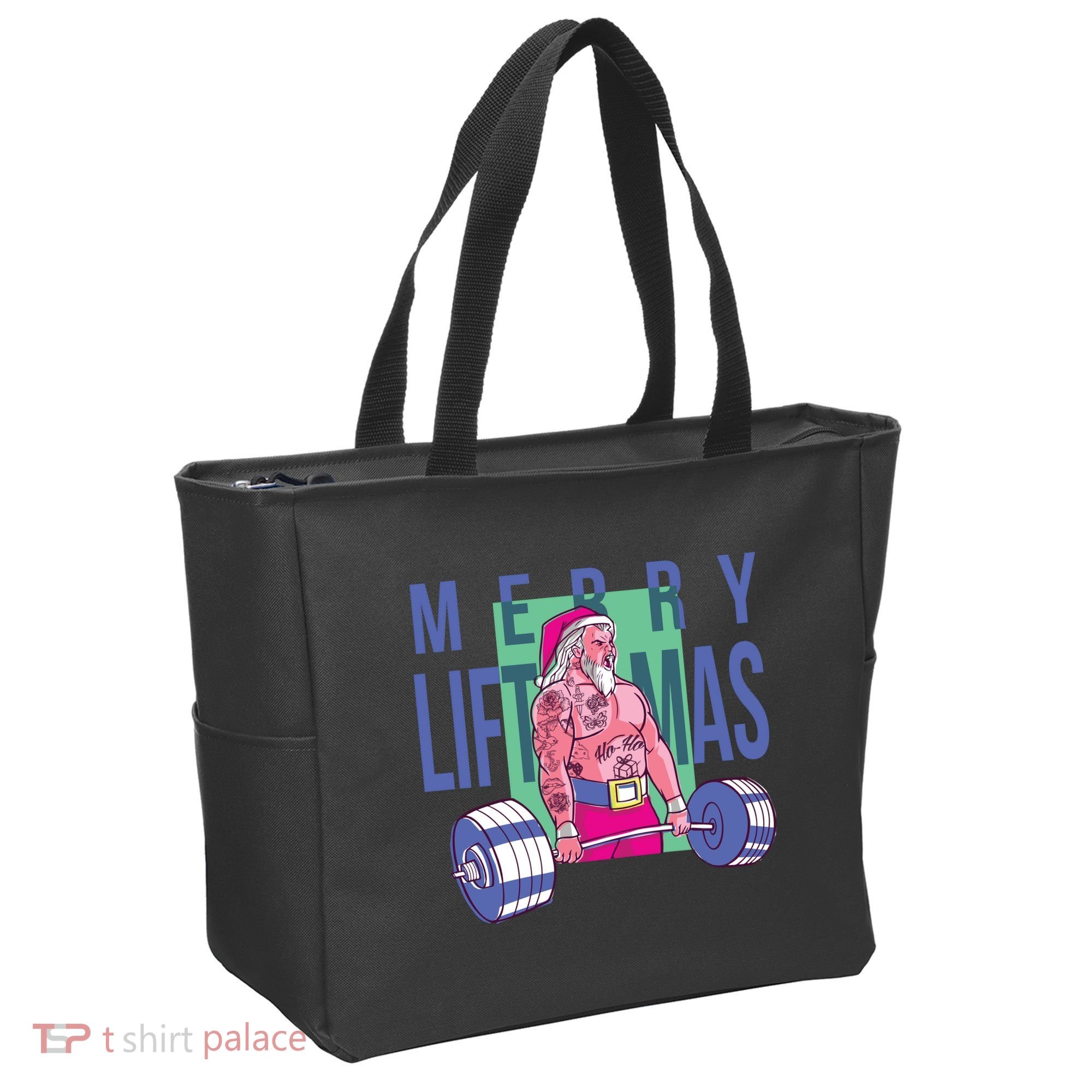 Merry Liftmas Tattoo Santa Tote Bag