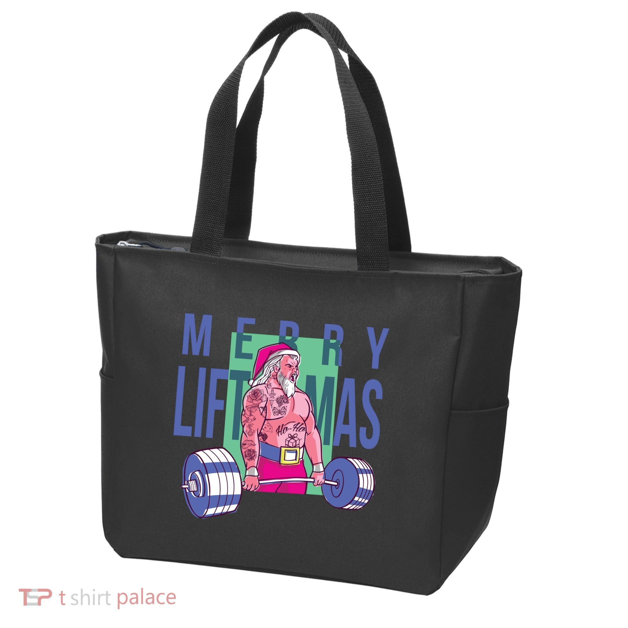 Merry Liftmas Tattoo Santa Tote Bag