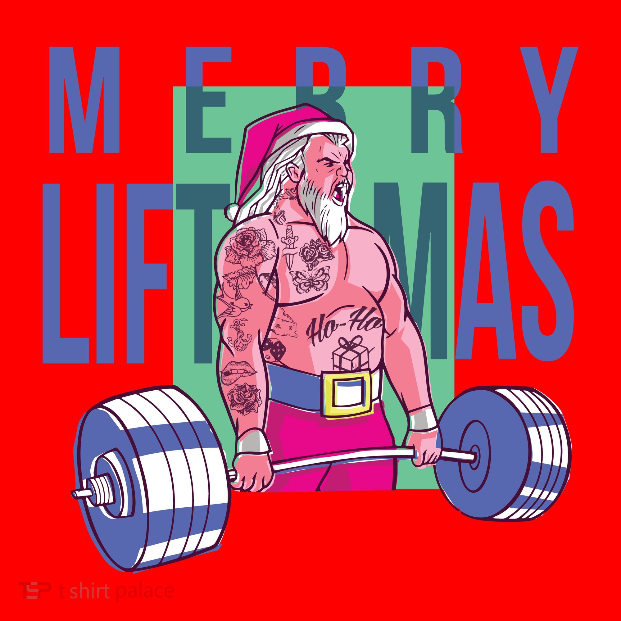 Merry Liftmas Tattoo Santa Santa Hat
