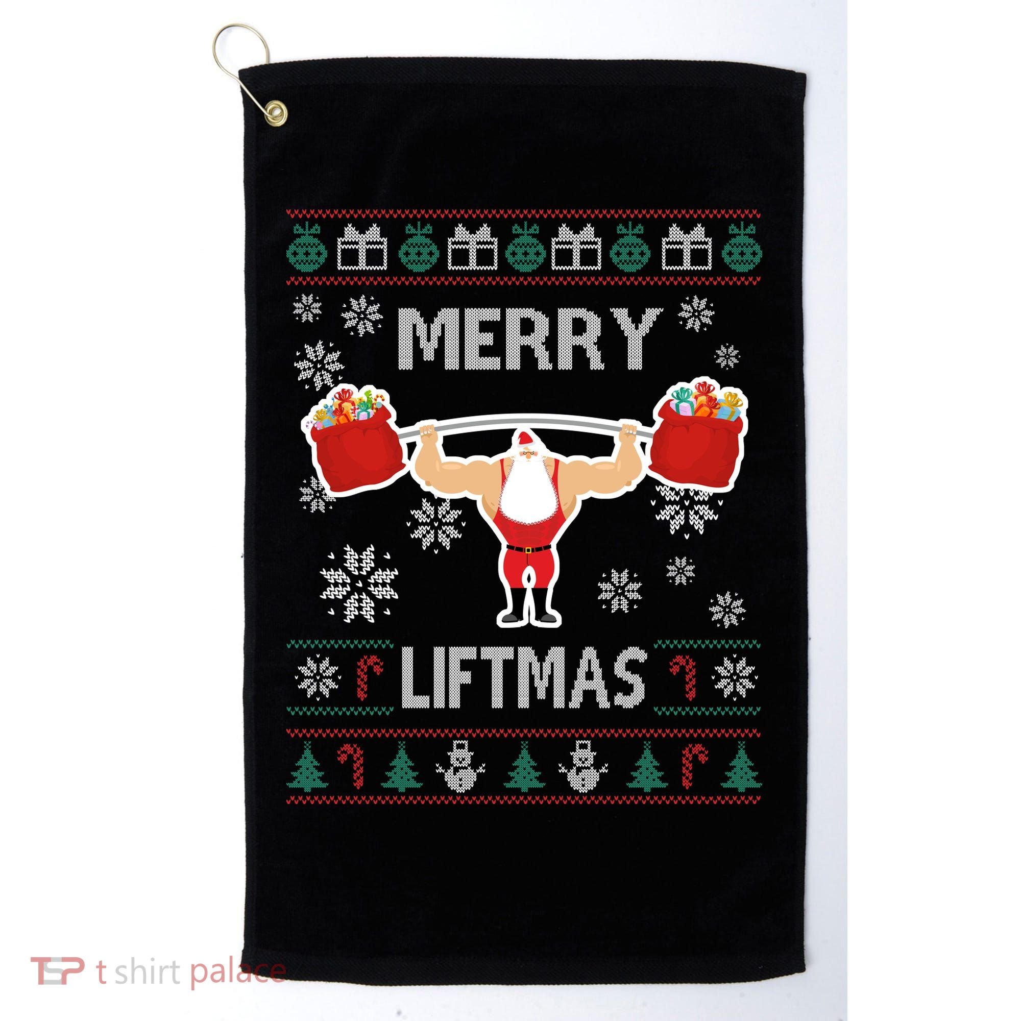 Merry Liftmas Ugly Christmas Golf Towel