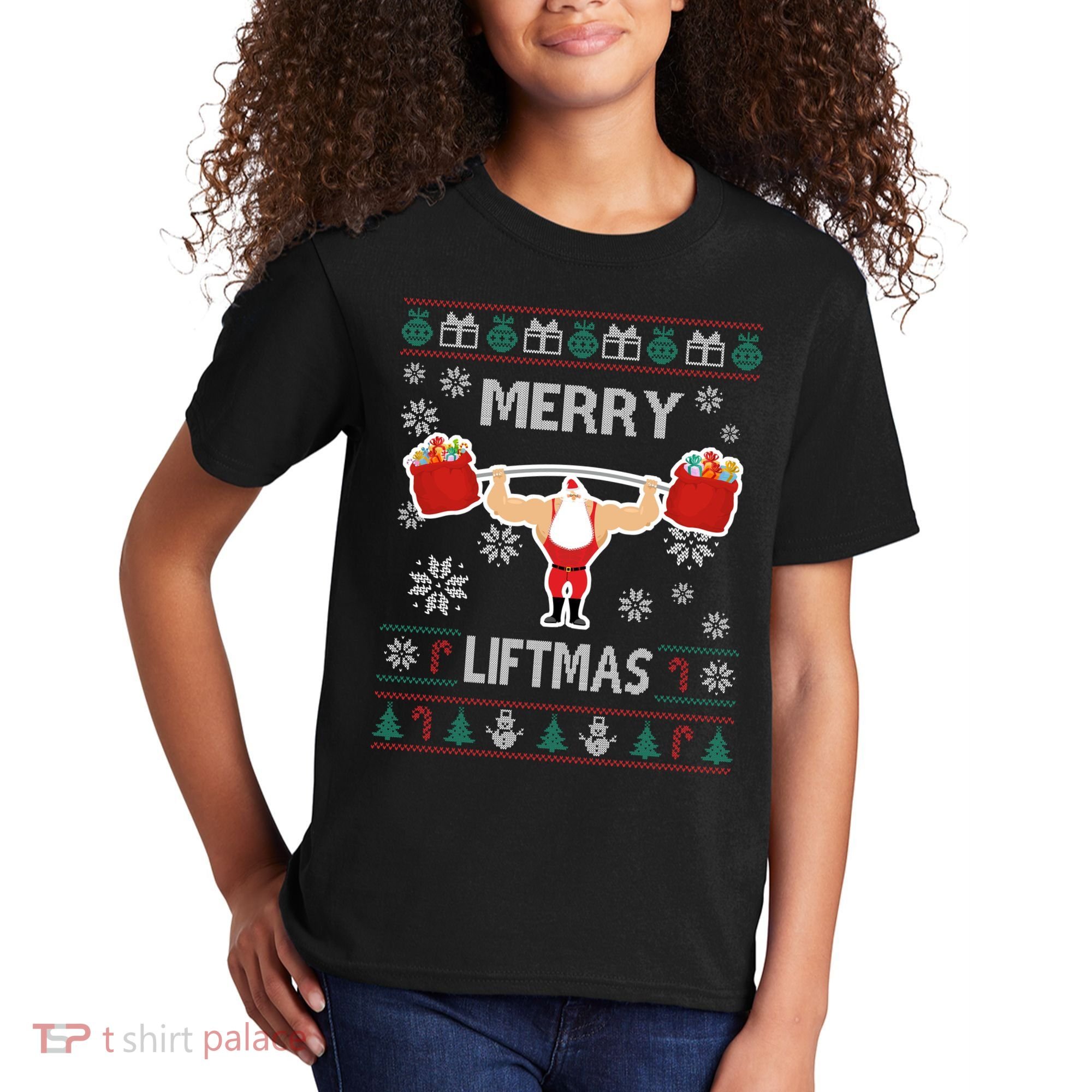 Merry Liftmas Ugly Christmas Kids T-Shirt