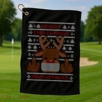 Merry Madafakas Funny Ugly Christmas Golf Towel thumb 1