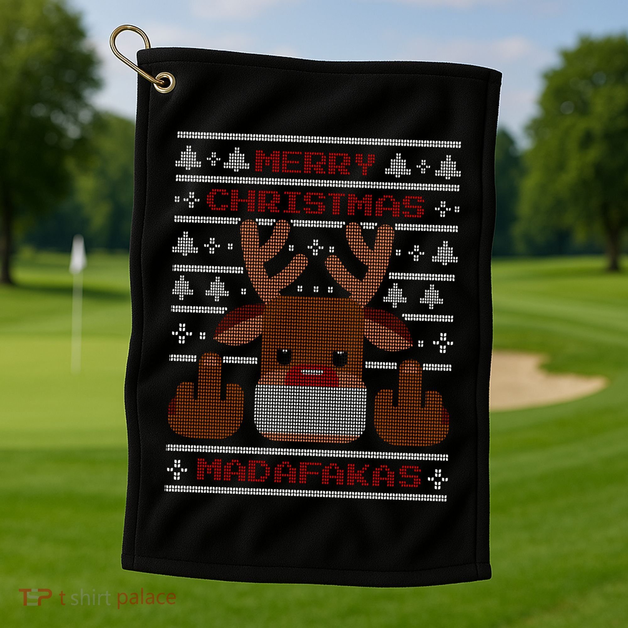 Merry Madafakas Funny Ugly Christmas Golf Towel
