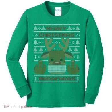 Merry Madafakas Funny Ugly Christmas Kids Long Sleeve Shirt