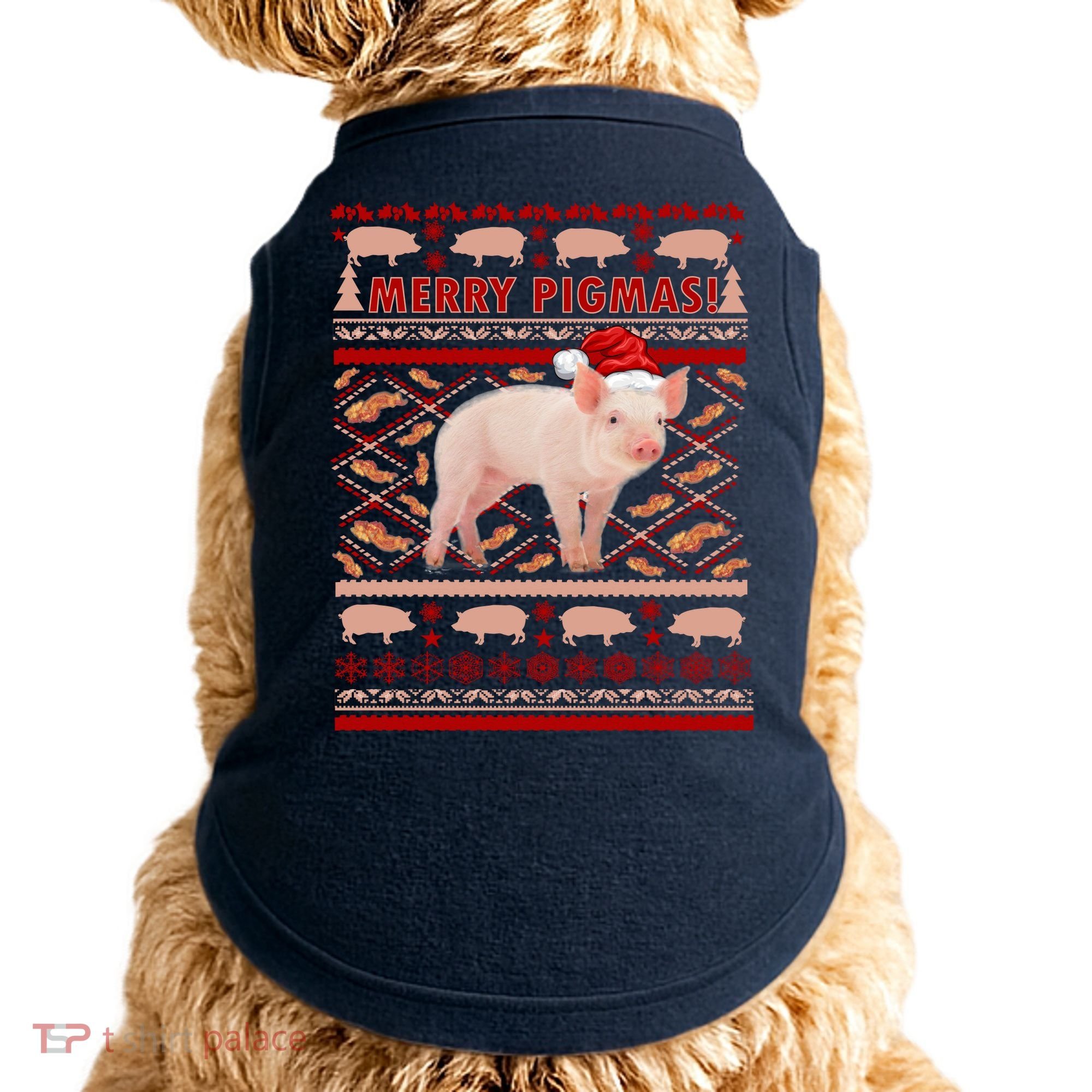 Merry Pigmas Christmas Pig Ugly Sweater Doggie Tank
