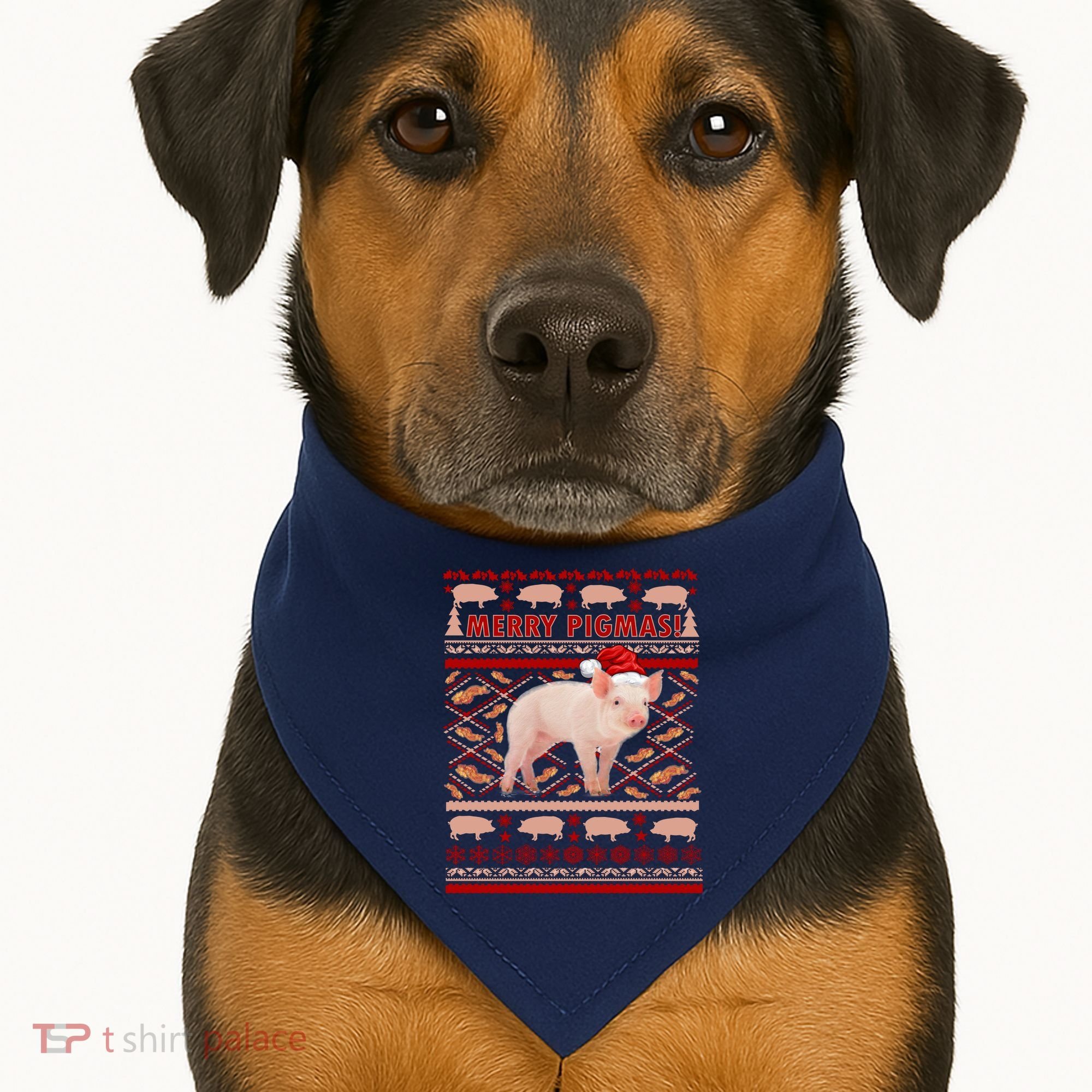 Merry Pigmas Christmas Pig Ugly Sweater USA-Made Doggie Bandana