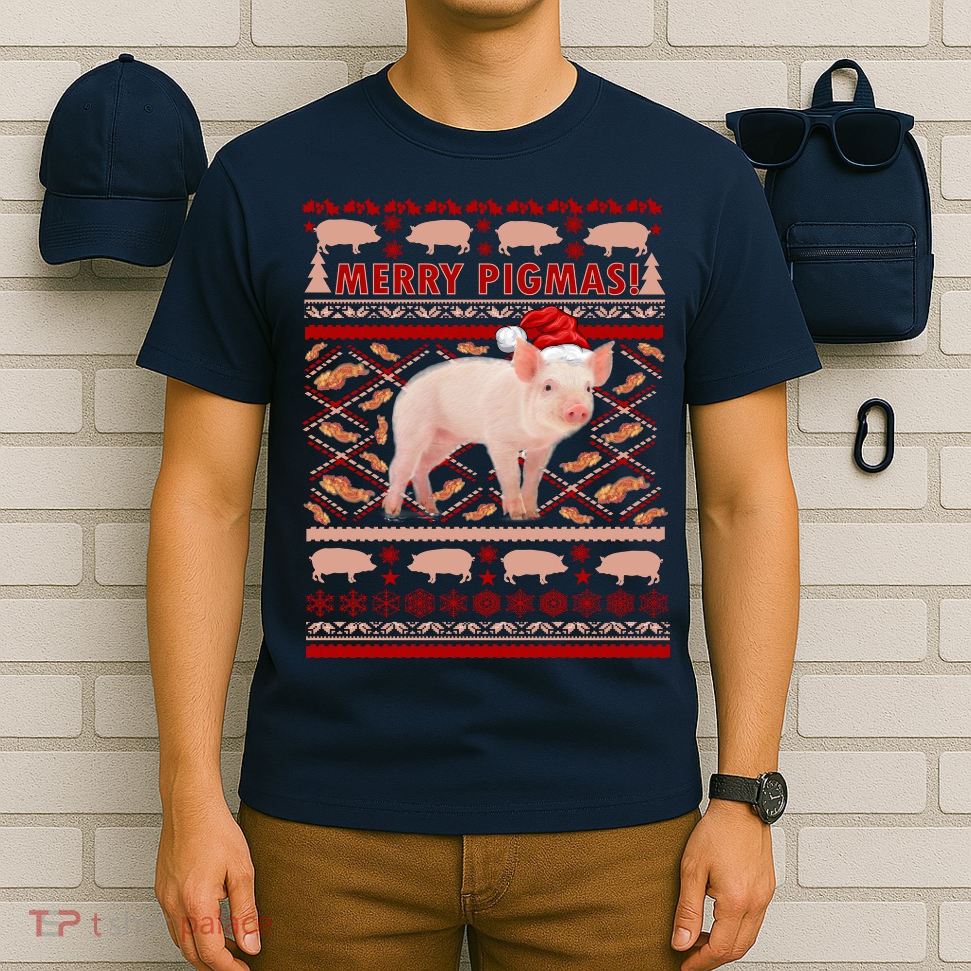 Merry Pigmas Christmas Pig Ugly Sweater T-Shirt