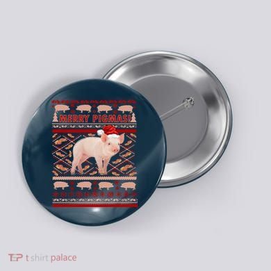 Merry Pigmas Christmas Pig Ugly Sweater Button