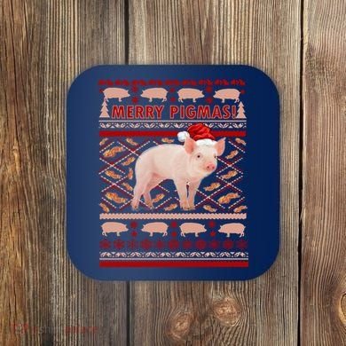 Merry Pigmas Christmas Pig Ugly Sweater Coaster