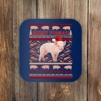 Merry Pigmas Christmas Pig Ugly Sweater Coaster thumb 0